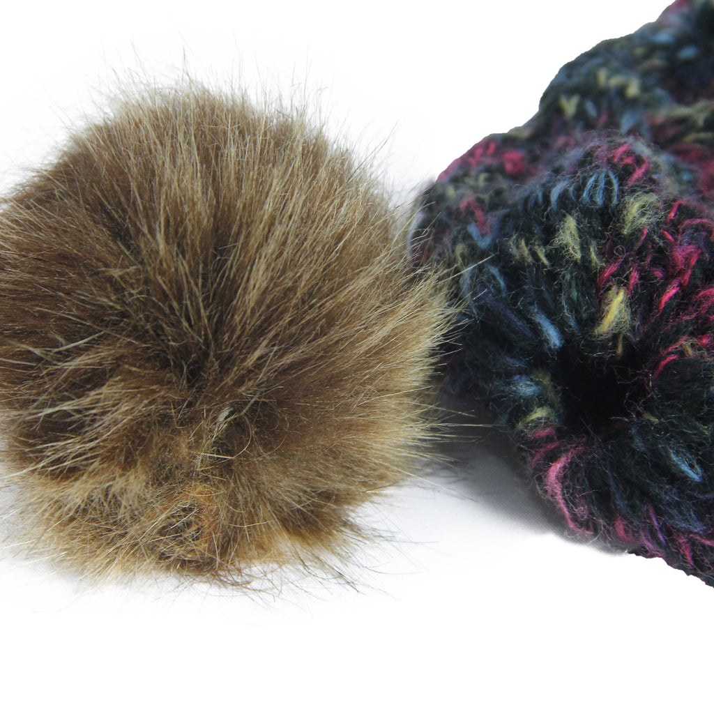 2019 Colorful Pom Pom Knit Beanie for Ponytail