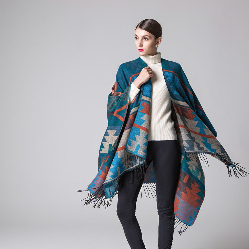 Geometric Diamond Cape Scarf