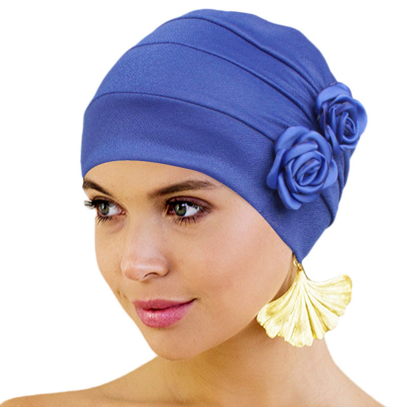 Ethnic Headscarf for Chemotherapy with Two Flowers