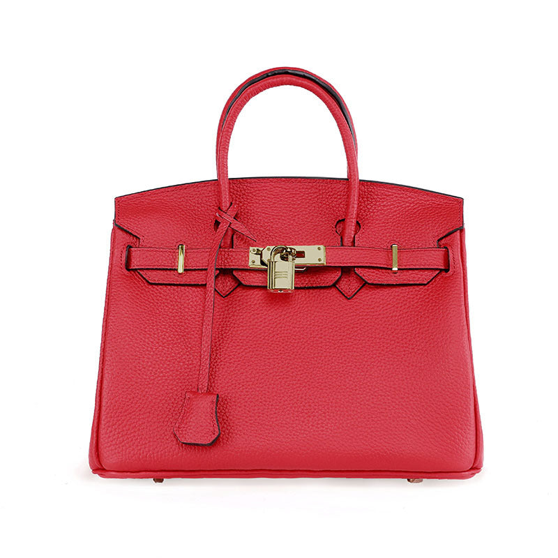 Platinum Luxe Cowhide Handbag – Premium Leather Shoulder Bag