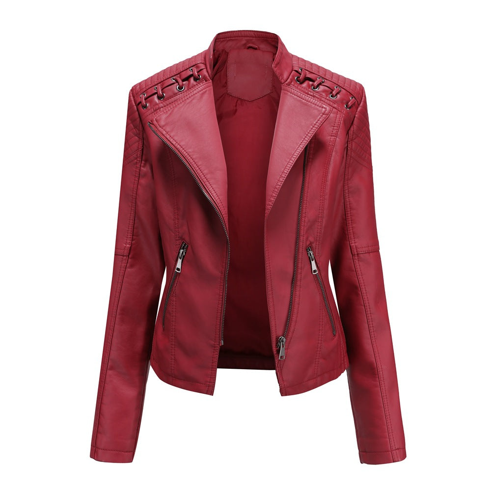 Slim-Fit PU Leather Jacket