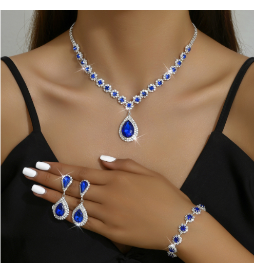 Crystal Trio Jewelry Set – Necklace, Earrings & Bracelet