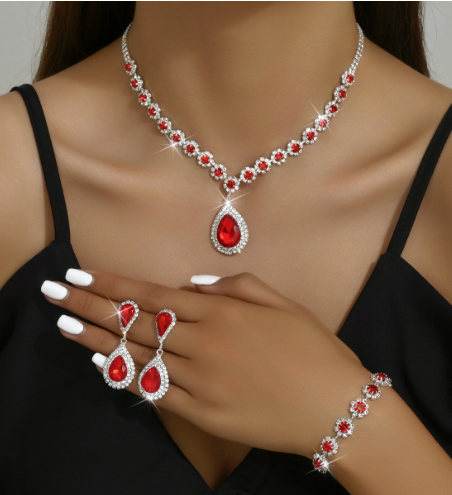 Crystal Trio Jewelry Set – Necklace, Earrings & Bracelet