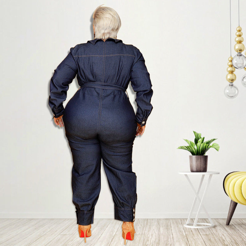 Plus-Size Denim Jumpsuit