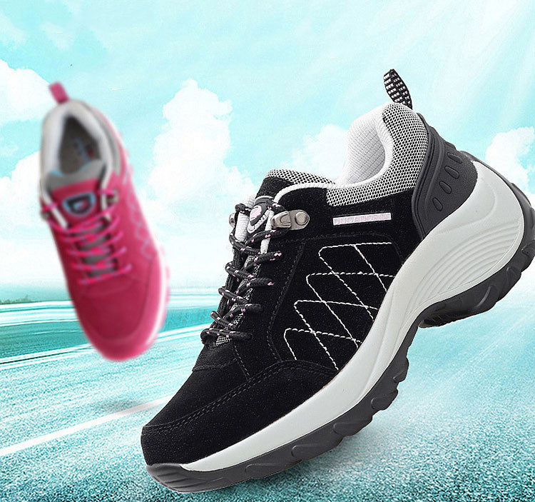 Women's Premium Nubuck Thick-Sole Sneakers