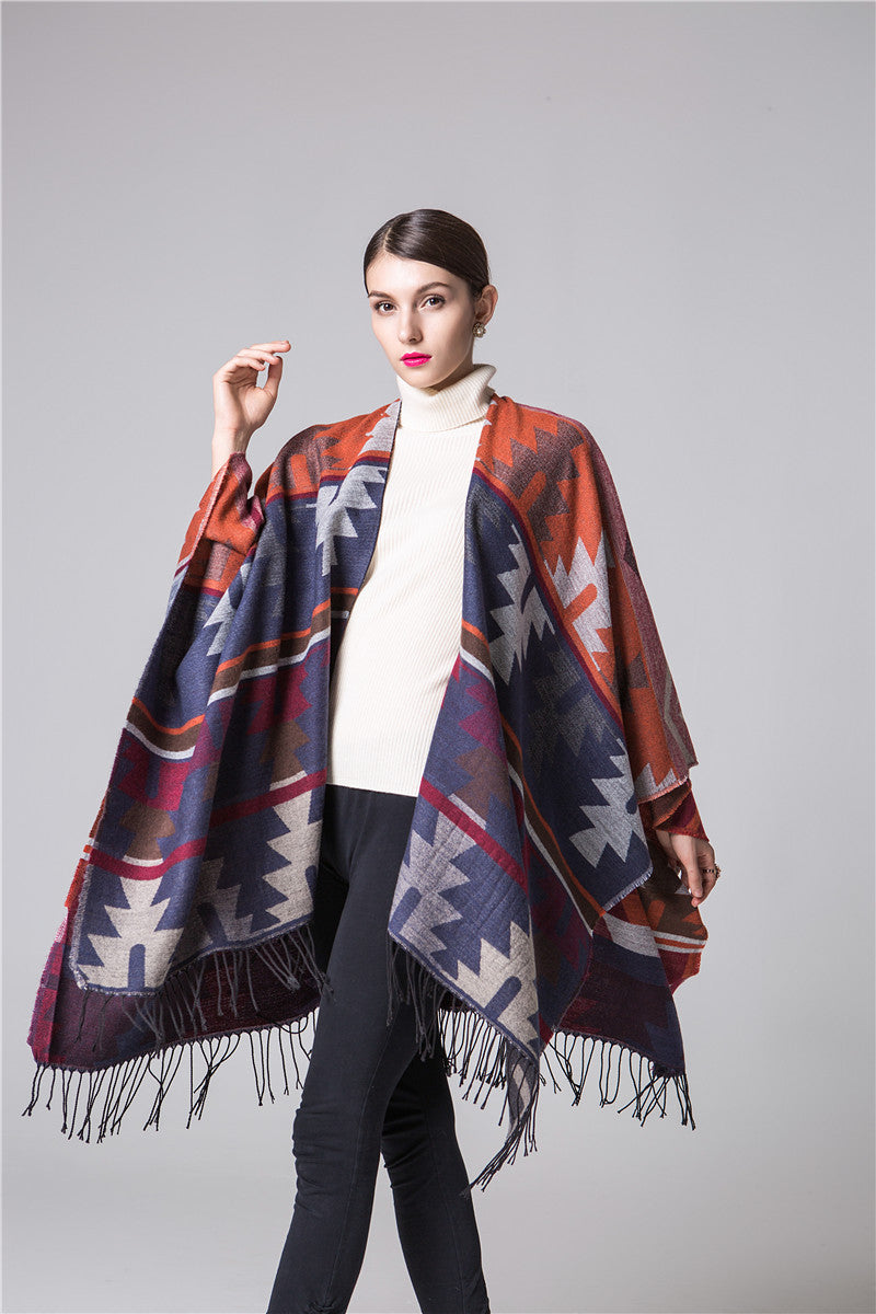 Geometric Diamond Cape Scarf