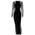 Sheer Mesh Splicing Slim Dress – Long Sleeve & Alluring