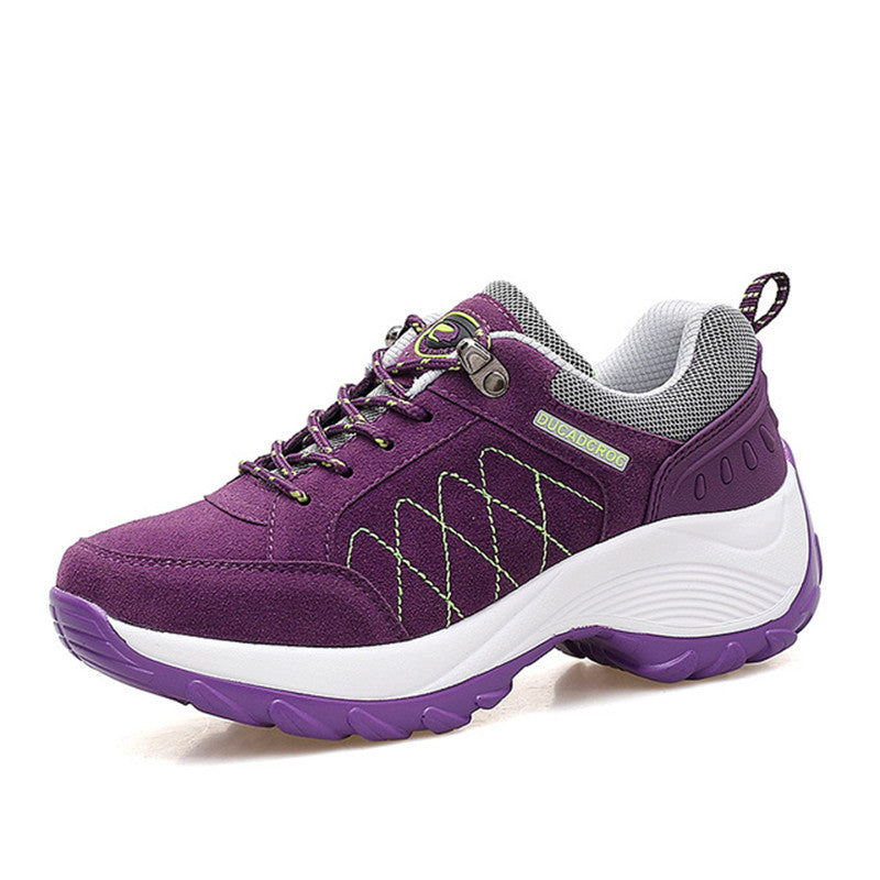 Women's Premium Nubuck Thick-Sole Sneakers