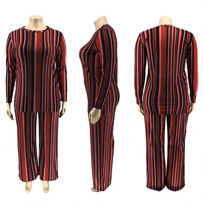 Plus Size Striped Knit 2-Piece Set