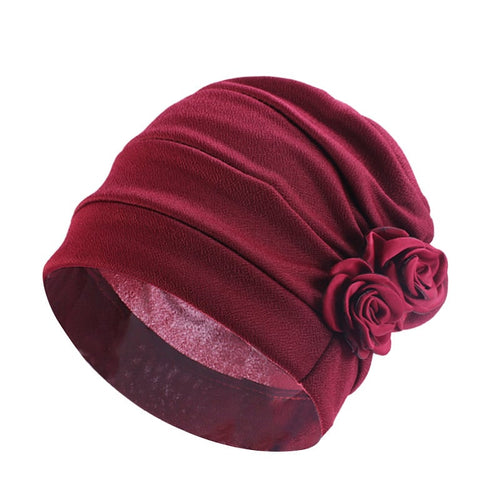 Ethnic Headscarf for Chemotherapy with Two Flowers