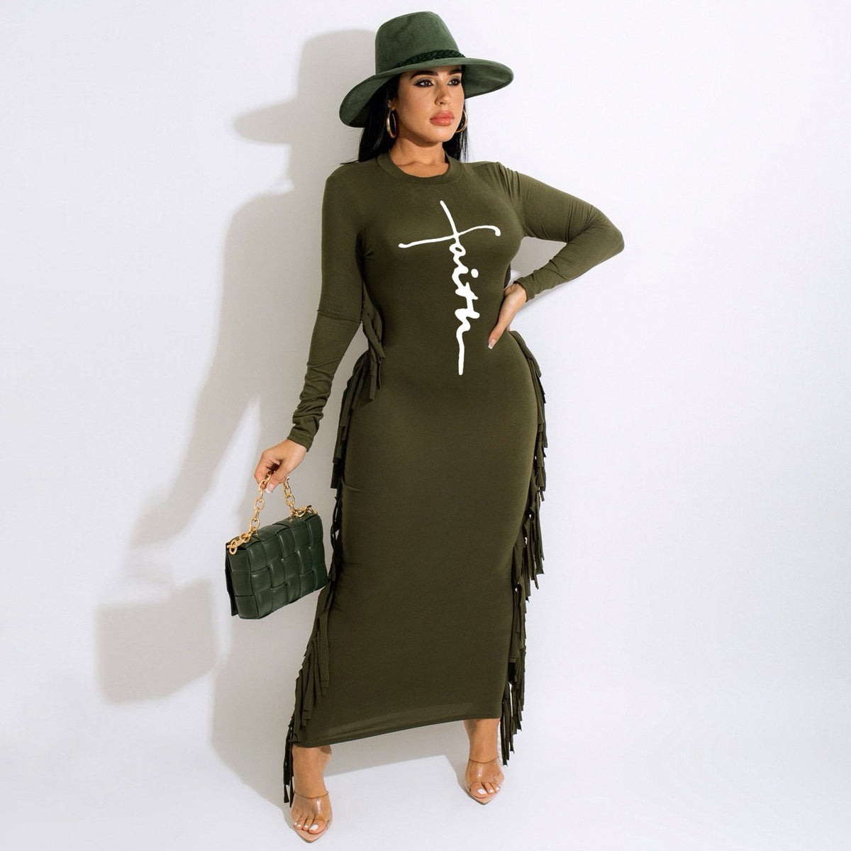 Printed Tassel Maxi Dress