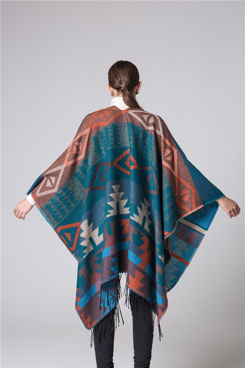 Geometric Diamond Cape Scarf