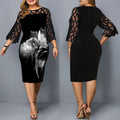 Plus Size Rose Print Pencil Dress
