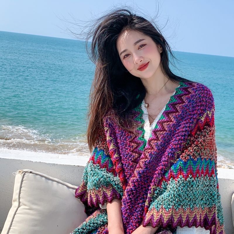 Fringed Gradient Cape Scarf