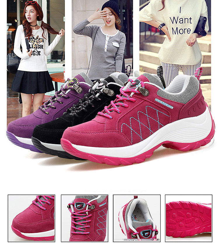 Women's Premium Nubuck Thick-Sole Sneakers
