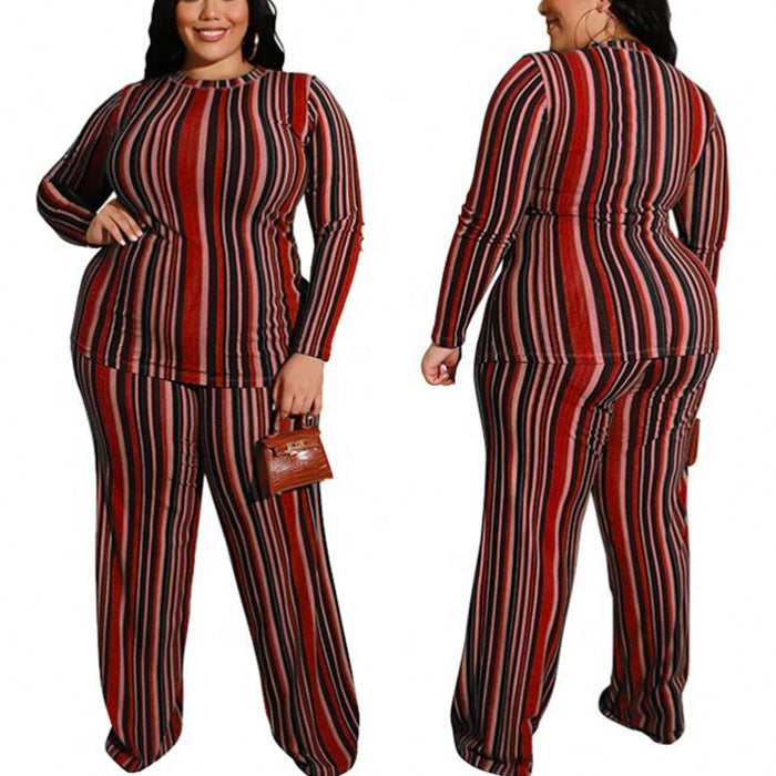 Plus Size Striped Knit 2-Piece Set