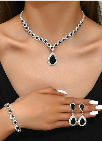Crystal Trio Jewelry Set – Necklace, Earrings & Bracelet