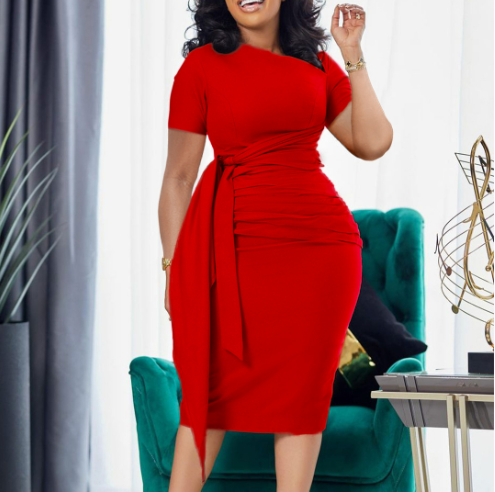 Tie Waist Short Sleeve Dress