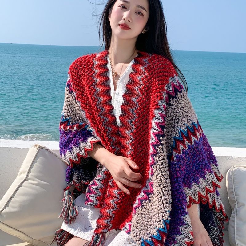 Fringed Gradient Cape Scarf