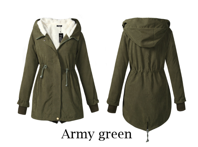 Long Cotton Coat with Lamb Fleece Design