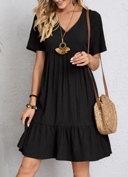 V-Neck Corset Waist Cake Skirt Dress