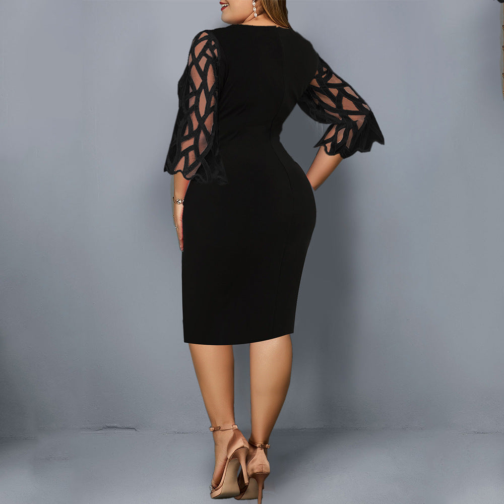 Plus Size Rose Print Pencil Dress