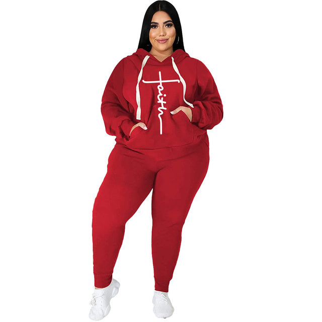 Plus Size 2-Piece Tracksuit Set