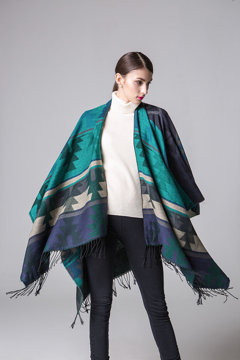 Geometric Diamond Cape Scarf