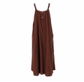 Loose-Fit Cotton Linen Jumpsuit with Big Pockets
