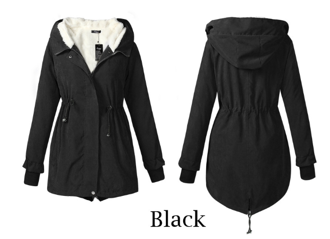 Long Cotton Coat with Lamb Fleece Design