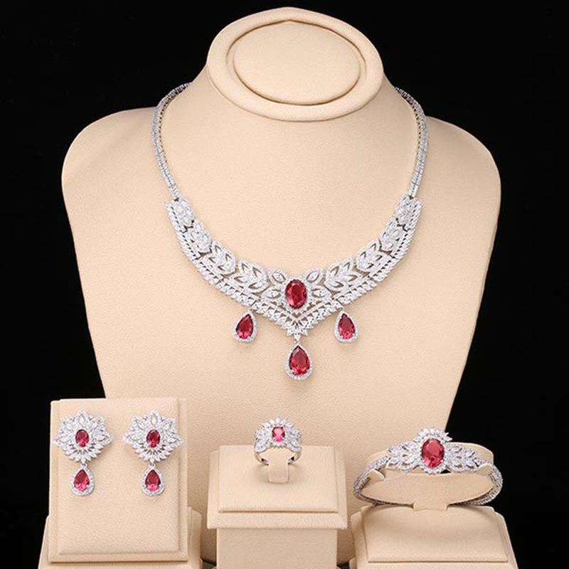 Luxe Zirconia Bridal Jewelry Set – Necklace, Earrings & Bracelet