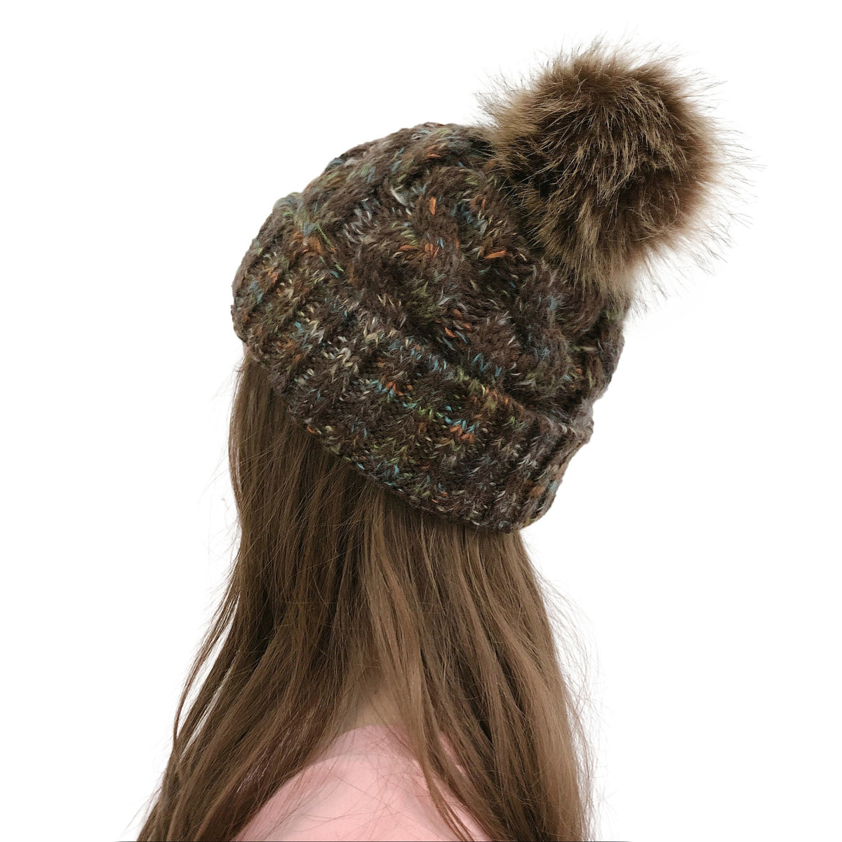 2019 Colorful Pom Pom Knit Beanie for Ponytail