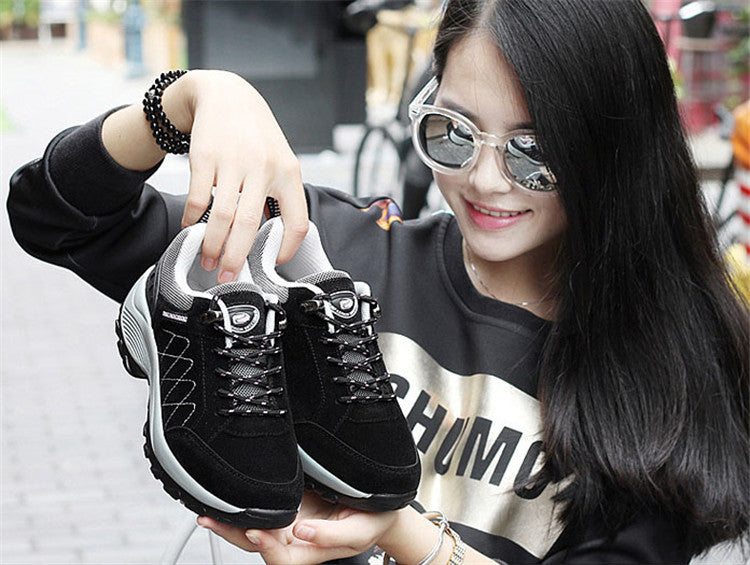 Women's Premium Nubuck Thick-Sole Sneakers