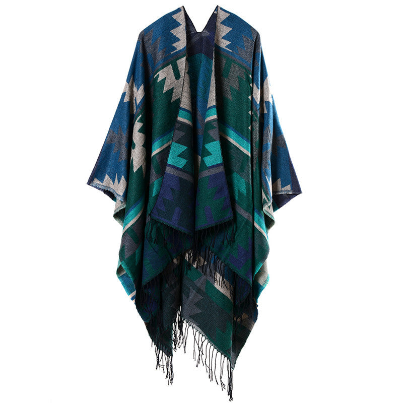 Geometric Diamond Cape Scarf