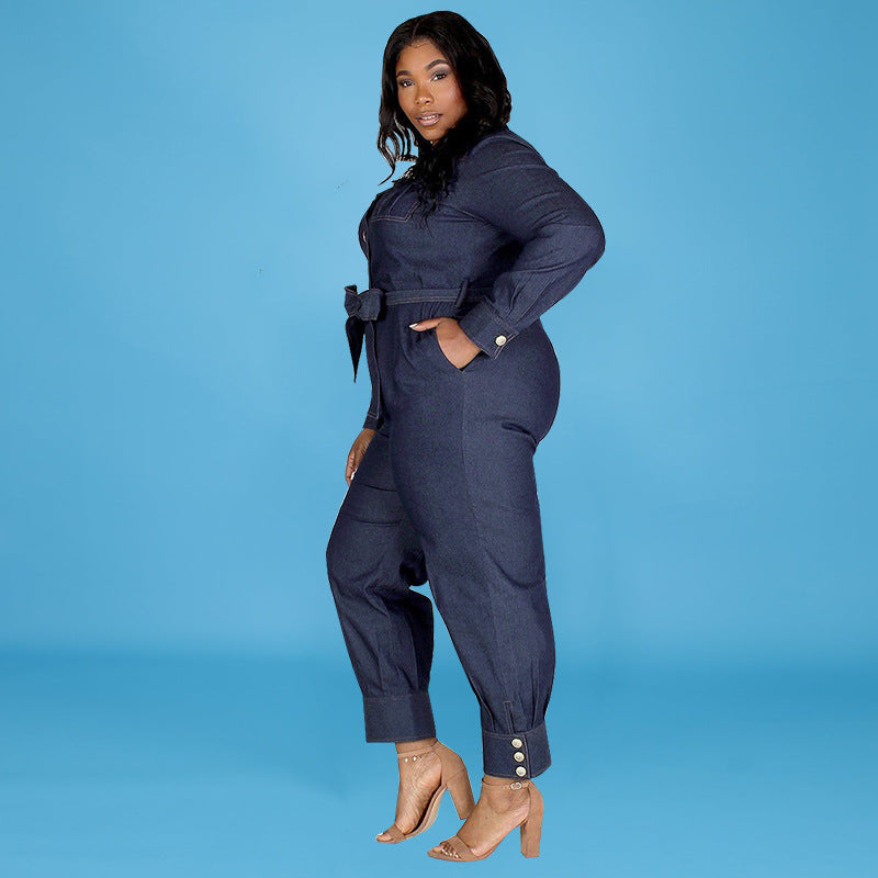Plus-Size Denim Jumpsuit