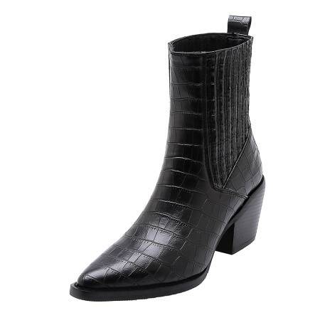 Small Square Toe Low-top Women's Boots with Elastic Band