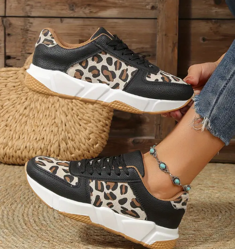 Women's Leopard Print Platform Sneakers