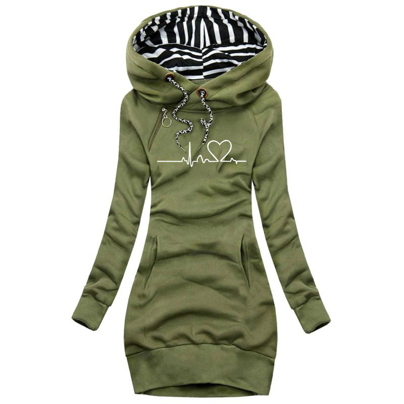 Slim-Fit Hooded Sweater – Cozy Mid-Length Style