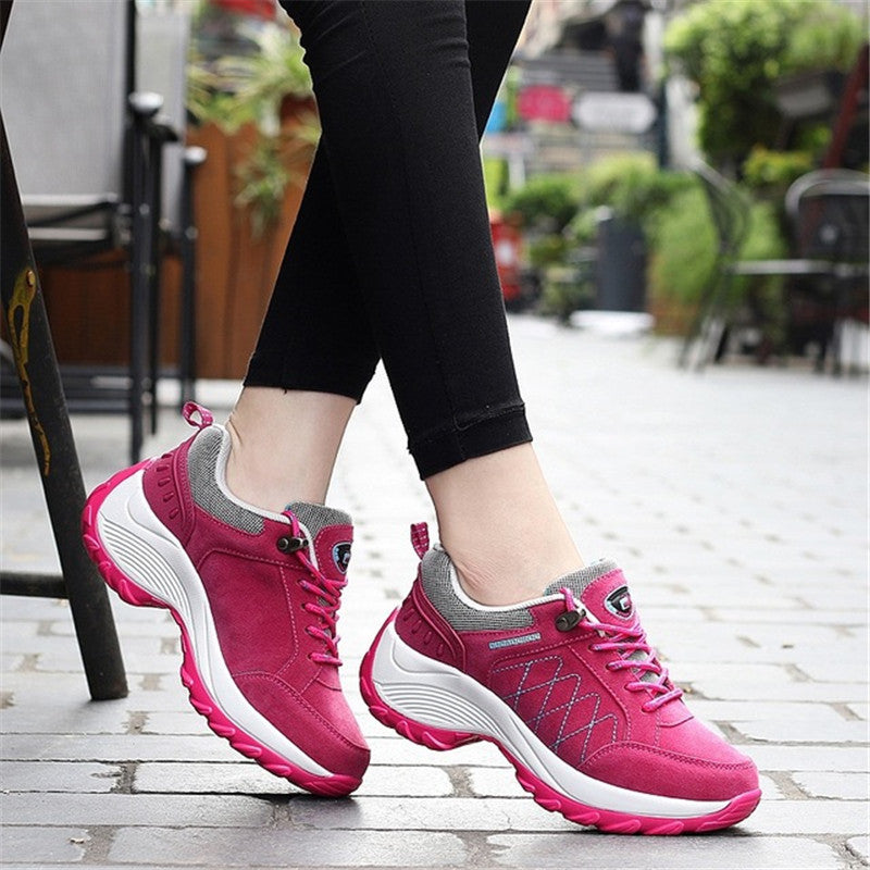 Women's Premium Nubuck Thick-Sole Sneakers