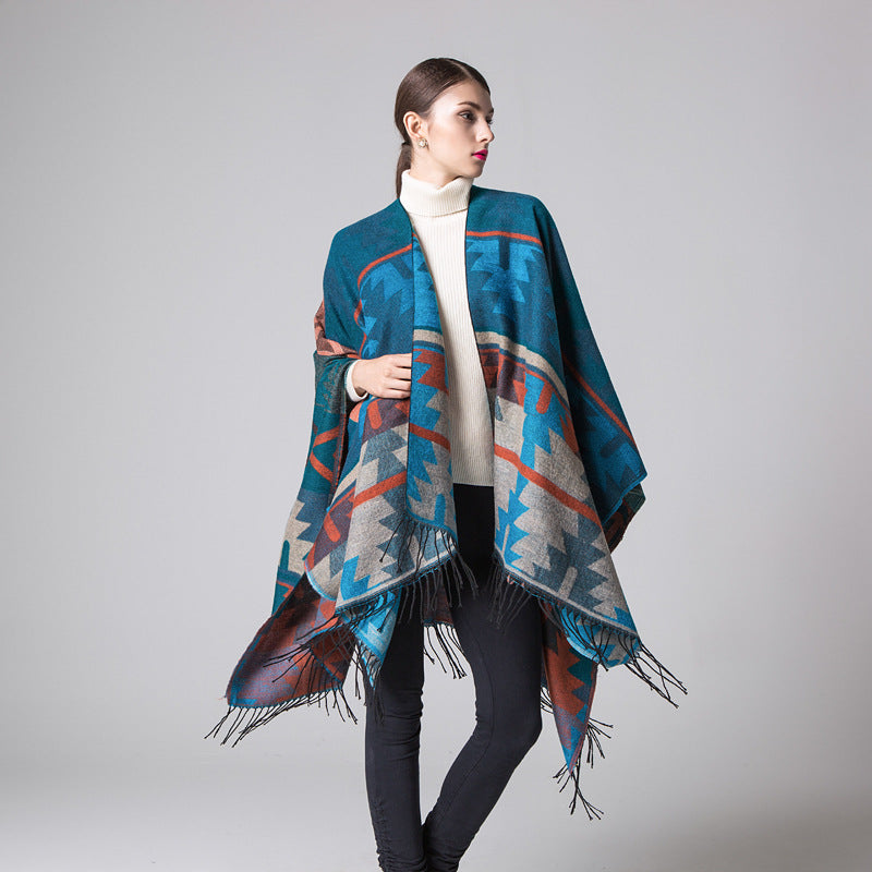 Geometric Diamond Cape Scarf